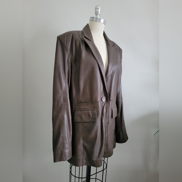 BOD & CHRISTENSEN brown leather hip length jacket - Picture 10 of 10